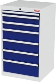 STIER Schubladenschrank aus Stahl mit 7 Schubladen, Farbe: lichtgrau/enzianblau, B/T/H: 60,0 x 57,5 x 102,0 cm - Bild 1