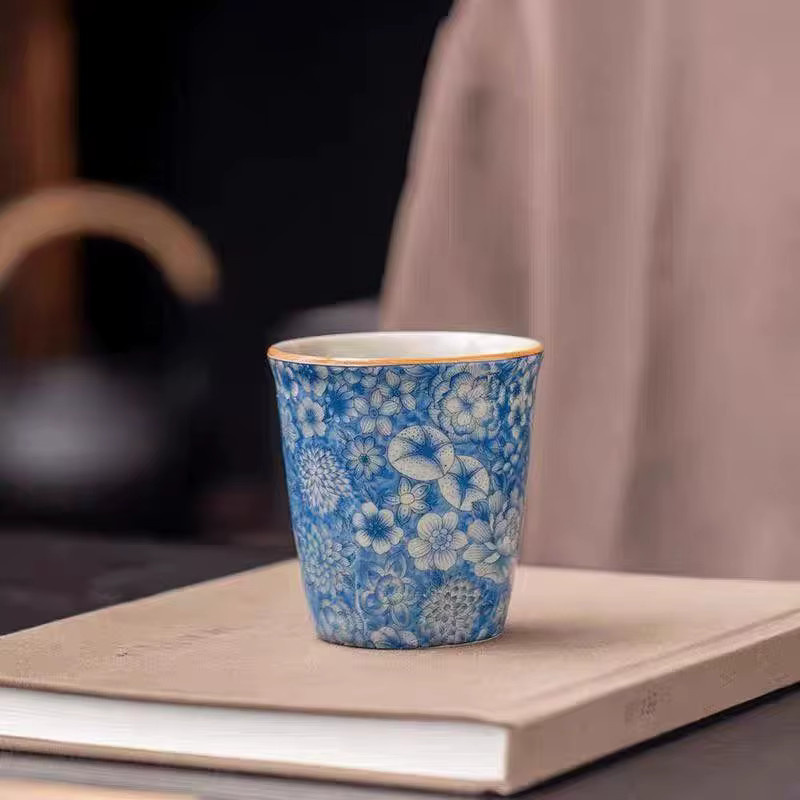 Antike blau-weiße Keramik-Teetasse mit Crackle-Glasur für Kung-Fu-Teesets - Bild 2