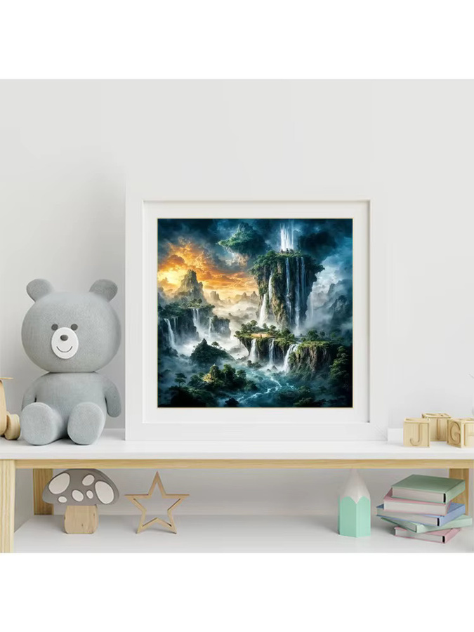Momoart Diamantmalerei Wasserfall-Landschaft DIY Set mit Acryl-Mosaik in Multicolor, B/H: 20 x 20 cm - Bild 3