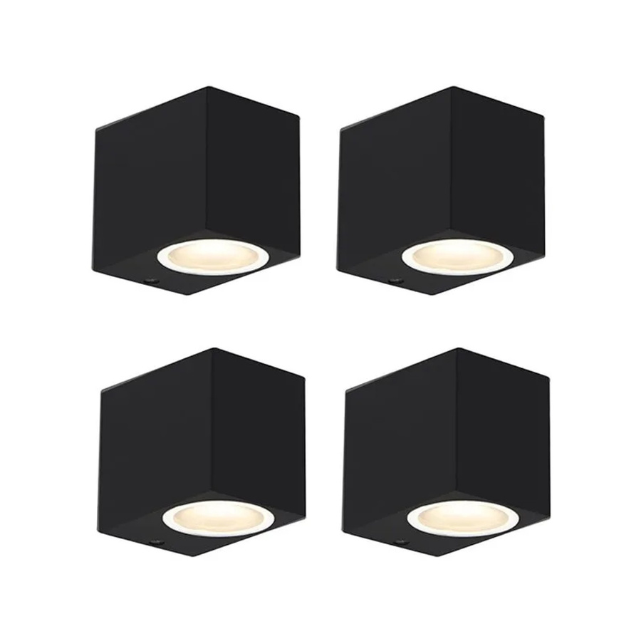 QAZQA 4er Set Moderne Wandleuchten Baleno I in Schwarz, IP44 Up-Down Wandlampen für Badezimmer und Haustür, dimmbar, GU10 - Bild 2