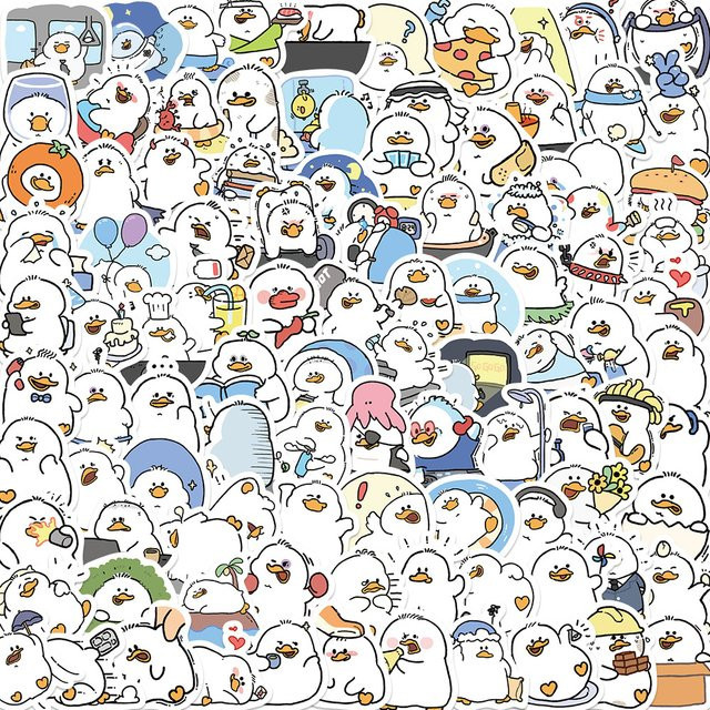 Niedliche Fette Enten Graffiti-Aufkleber, wasserfeste dekorative Sticker für Gepäck und Notizbücher, Multicolor, 100 Stück - Bild 1