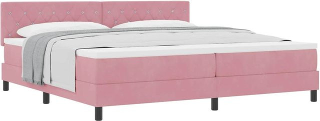vidaXL Boxspringbett mit Matratze und Kopfteil in Rosa, Samt, B/T: 200 x 200 cm, Höhe: 280 cm - Bild 1