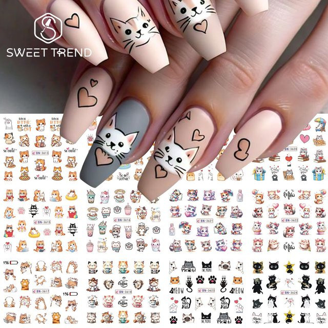 SWEET TREND Nagelaufkleber, Cartoon-Wasser-Nagelaufkleber, 12 Designs - Bild 1