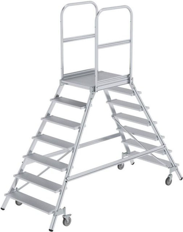 MUNK Aluminium Podestleiter Silber mit 7 Stufen und 3,7 m Arbeitshöhe - Bild 2