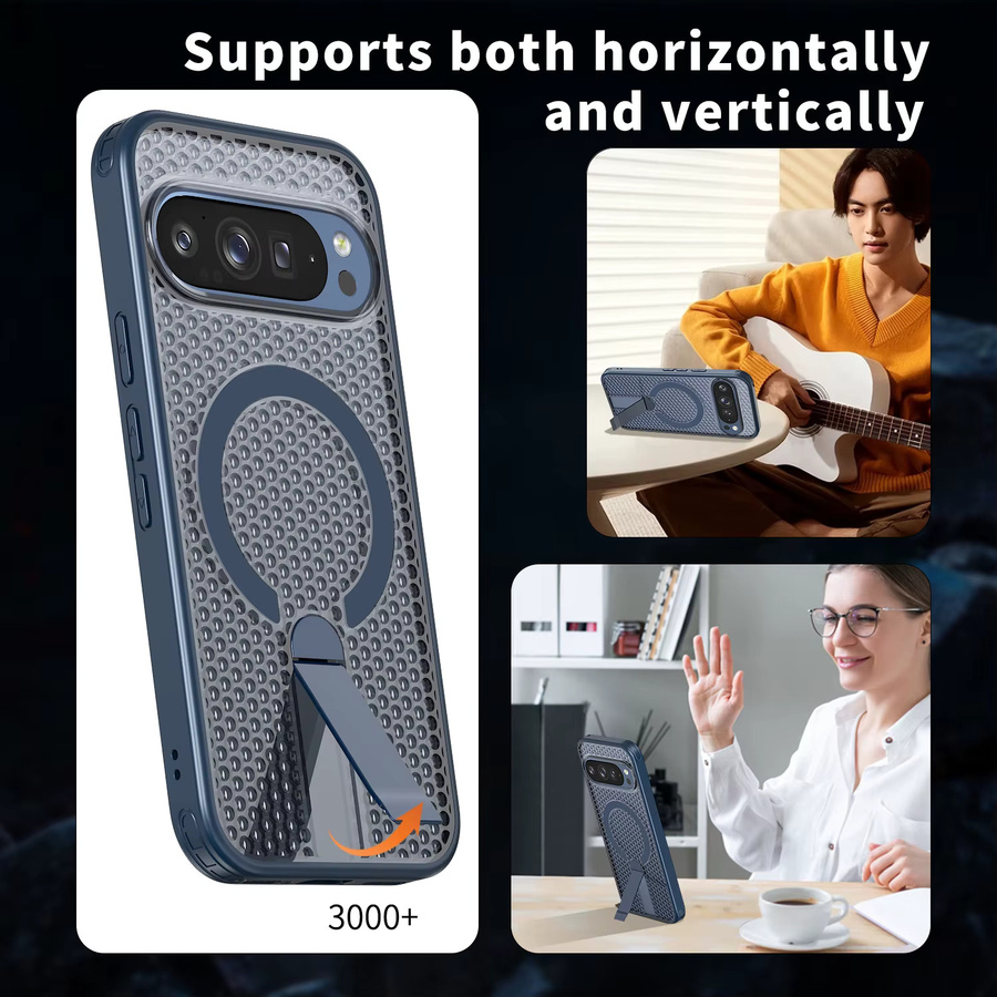 Stoßfeste Handyhülle mit magnetischer Halterung und Mesh-Belüftung für Google Pixel 11, 10, 9 Pro XL, 10A und 9A in Purple - Bild 3