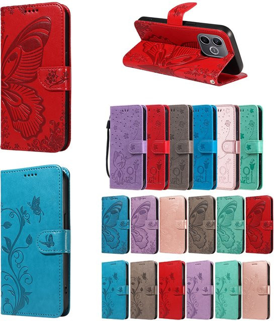 Magnetische Leder-Brieftaschenhülle für Honor 500 400 600 Smart Pro Lite 5G mit 3D-Schmetterlingsprägung in Rot - Bild 1