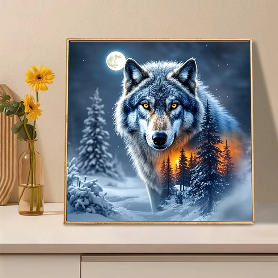 Huacan 5D DIY Diamantmalerei Wolf Mosaik Set in Multicolour, B/B/H: 20 x 20 x 20 cm - Bild 2