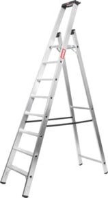 STIER Stufen Stehleiter Premium 8 Stufen aus Aluminium in Silber einseitig begehbar - Bild 1