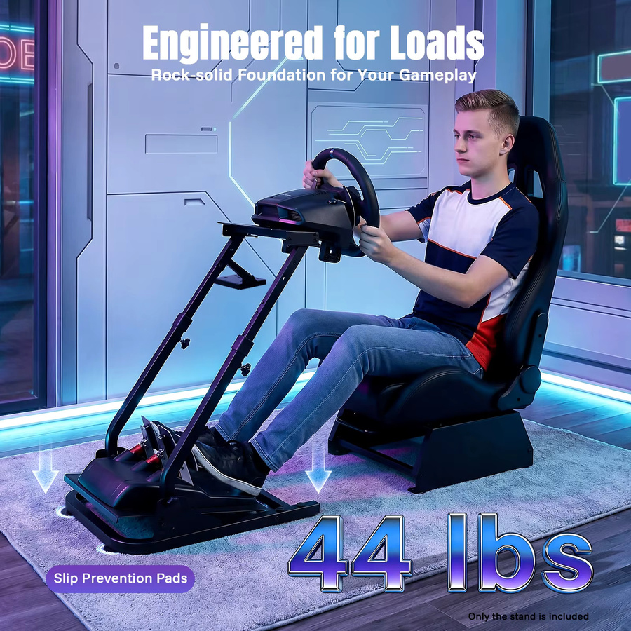 Bymaocar Faltbarer Rennradständer für Sim Racing Pedale in Schwarz oder Blau, kompatibel mit Logitech G25 G27 G29 G920 G923 TX F458 T500RS, Fanatec Clubsport und Simcube - Bild 1