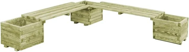 vidaXL Gartenbank mit Pflanzgefäßen aus imprägniertem Kiefernholz in Grün, B/T/H: 196 x 36 x 196 cm - Bild 1