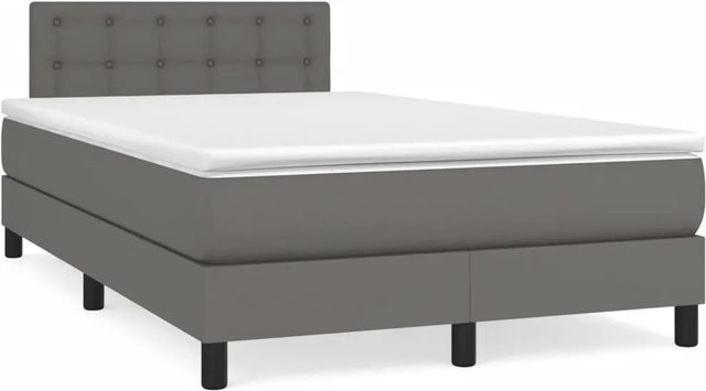 vidaXL Boxspringbett mit Matratze in Grau, Hybrid-Design mit Taschenfederkern, B/T: 120 x 200 cm - Bild 1