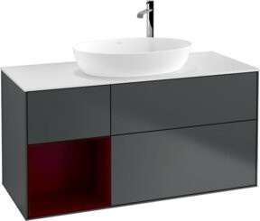 V&B Waschtischunterschrank Finion mit Wandbeleuchtung, lackiert, Breite: 120 cm, Tiefe: 50,1 cm, Höhe: 50,1 cm - Bild 1