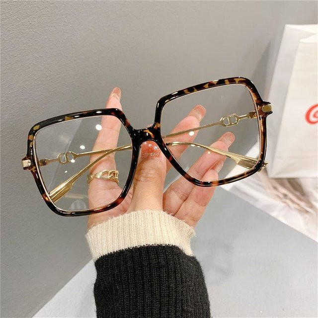 Dote Korrektionsbrille, quadratisch, Vollrand, Metallrahmen, leopard print, Unisex - Bild 1