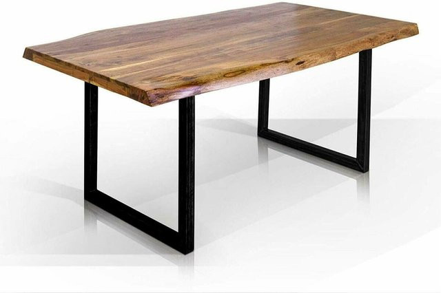 Sedex Bellary Esstisch aus Akazienholz mit U-Untergestell, schwarz/natur, B/T/H: 160 x 90 x 76 cm - Bild 3