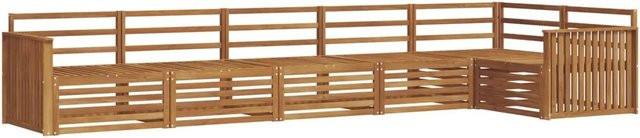vidaXL Outdoor-Sofagarnitur aus Massivholz Akazie in Natur Braun, 6-teiliges L-Shape Gartenmöbel-Set - Bild 1