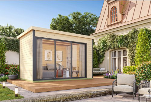 Lasita Maja Gartenhaus Austin in braun naturbelassen mit B/H/T: 379,6 x 239,4 x 259,6 cm - Bild 1