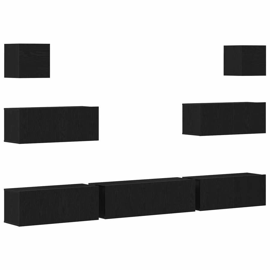 vidaXL TV-Schrankset 7-teilig modern in Schwarz und Eichen-Optik, B/T/H: 100 x 30 x 30 cm - Bild 2
