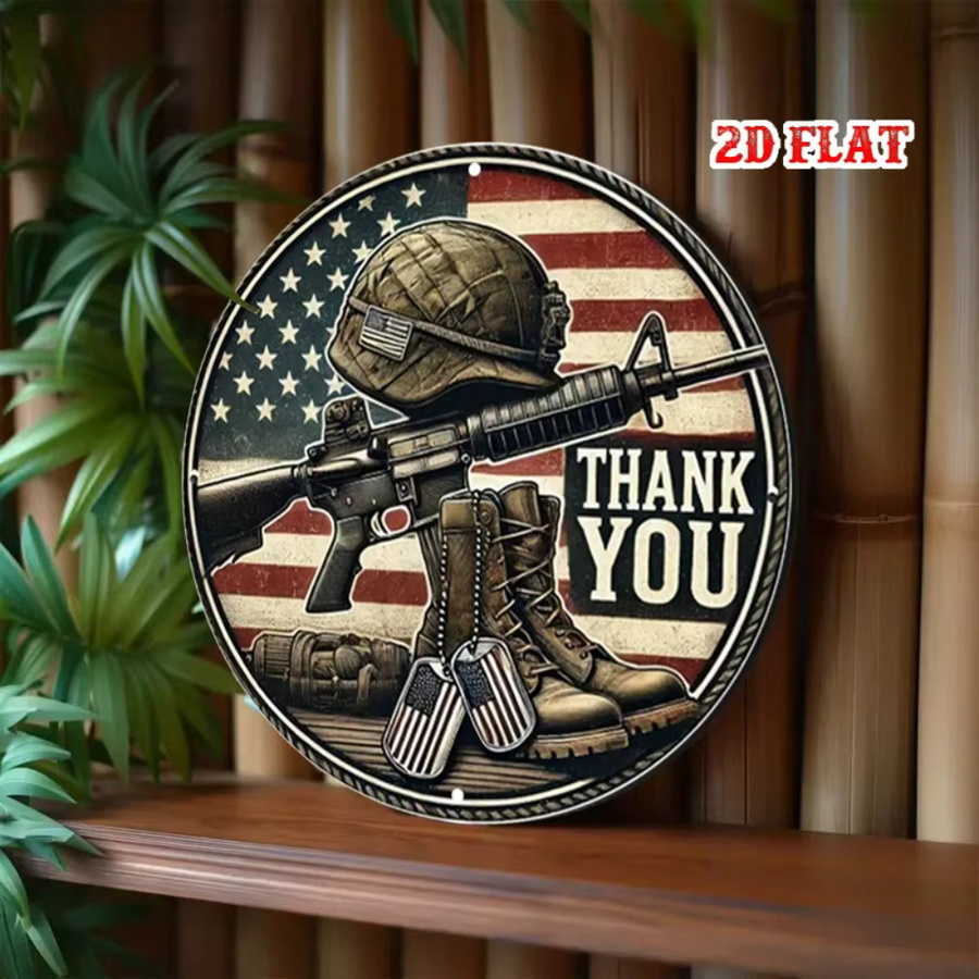 CIFBUY Wanddekoration US-Militär-Veteranen Ehrenmetall Runde Plakette Multicolour Durchmesser: 20 cm - Bild 5