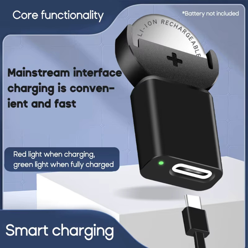 KAFNHCKA USB Typ-C Schnellladegerät für Li-Ionen Knopfzellen LIR2032 LIR1632 LIR2025 LIR2016 LIR2032H in Schwarz - Bild 6