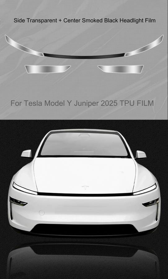 Scheinwerferschutzfolie für Tesla Model Y Juniper 2025 aus TPU in Schwarz und Transparent - Bild 3