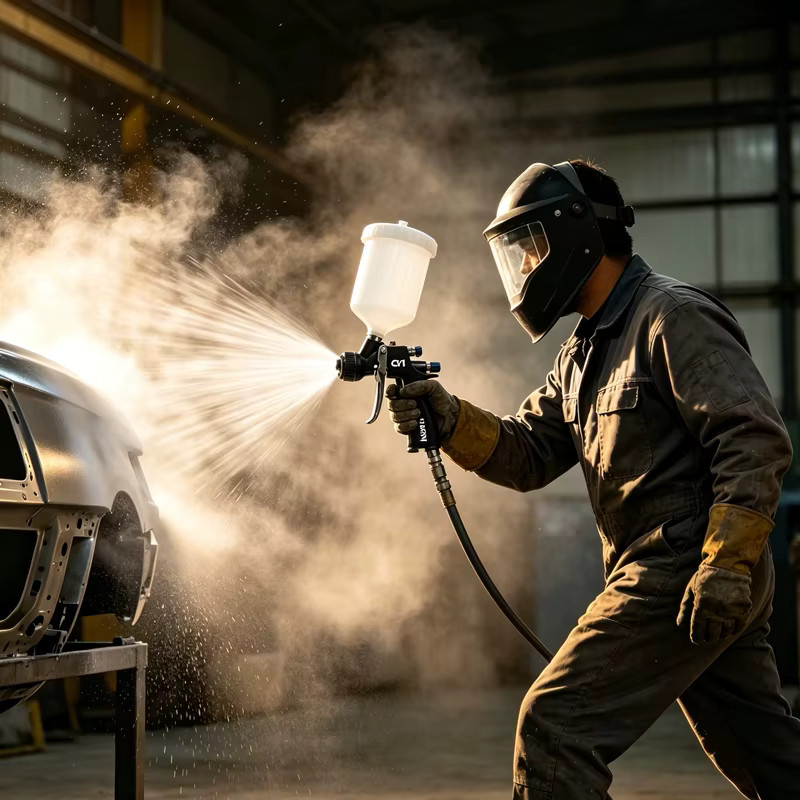 HVLP-Spritzpistole mit 1,3 mm Düse und 600 ml Behälter für Lackierungen in Industrie und Automobilbau - Bild 5