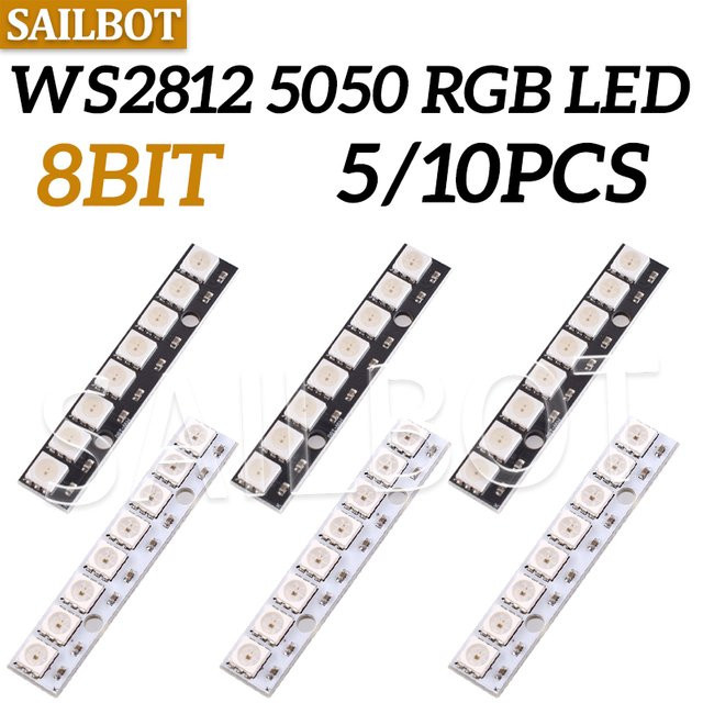 WS2812 5050 RGB LED-Streifen 8 Bit Kanal vollfarbig angetriebenes Entwicklungsboard in Schwarz - Bild 1
