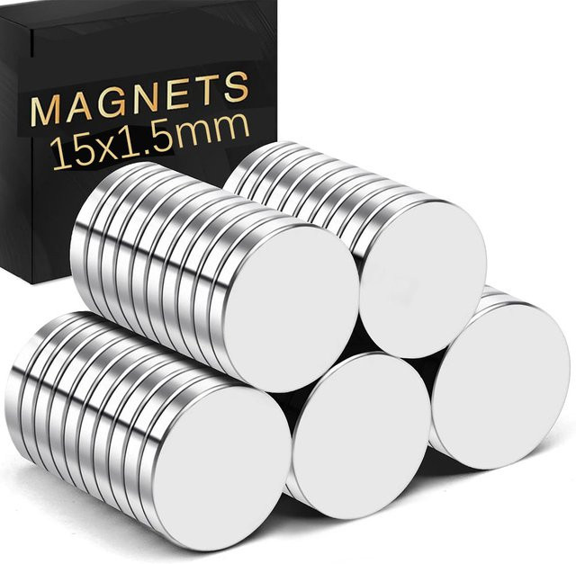 U-POLEMAG Runder Scheibenmagnet in Silber, Durchmesser: 15 mm, Höhe: 1,5 mm - Bild 1