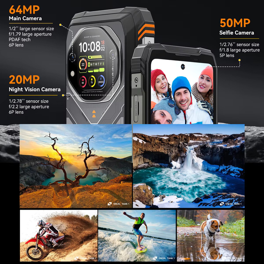 OSCAL TANK 1 5G Robustes Smartphone mit 20000mAh, 6,78 Zoll FHD+ 120Hz Display, 256 GB Speicher, Android 15, GPS und NFC in Orange oder Black - Bild 4