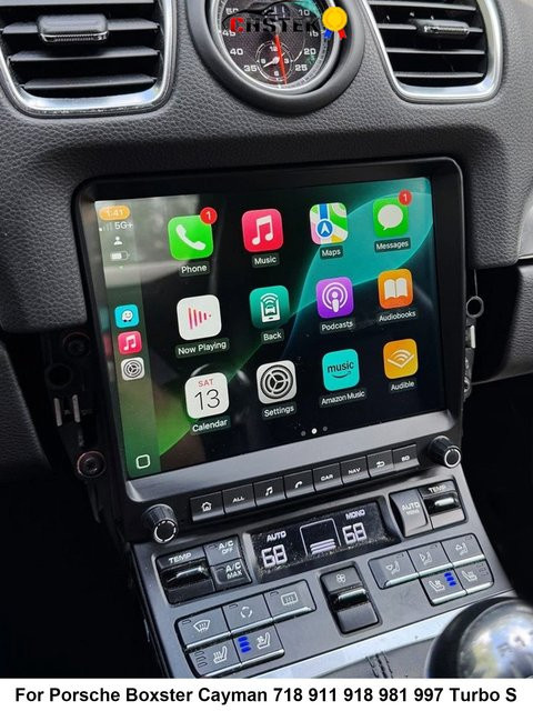 CHSTEK Android 14 Autoradio mit Carplay, GPS, WIFI, 4G und Bluetooth für Porsche Cayman 981, 918, 911, Boxster 718, 982, 997, 991.1, 992.1 in Schwarz - Bild 1