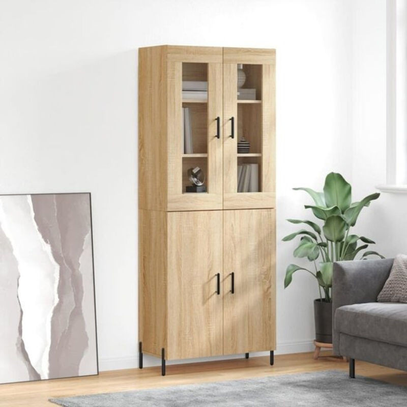 Highboard Vidaxl Sonoma-Eiche Natur Braun im Industrial Design aus Holzwerkstoff und Metall, B/T/H: 69,5 x 34 x 180 cm - Bild 1