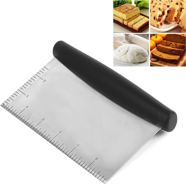 TOMTOP JMS Mehrzweck-Tischschaber aus Edelstahl in Silber, Pizzateigschaber und Teigschneider für Brot, B/H/T: 16,0 x 10,0 x 4,0 cm - Bild 1