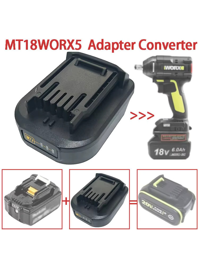 Worx Akku Adapter MT18WORX5 zur Konvertierung von Makita BL Serie 18V Li-Ion Akkus für Worx 5PIN 20V Elektrowerkzeuge, Schwarz - Bild 5