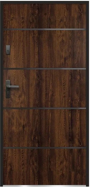 Haustür Naxara Modern Decor in Braun aus Stahl, B: 100 cm, H: 207 cm, T: 90 cm - Bild 1