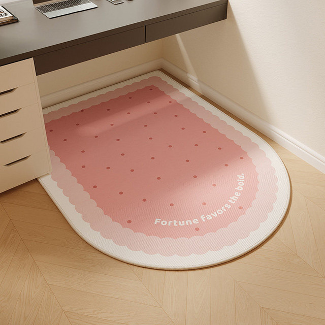 VIKAMA Bogenförmiger Gaming-Raumteppich in Pink, Schalldämmende Computerstuhl-Matte für Kinder und Home-Office - Bild 1