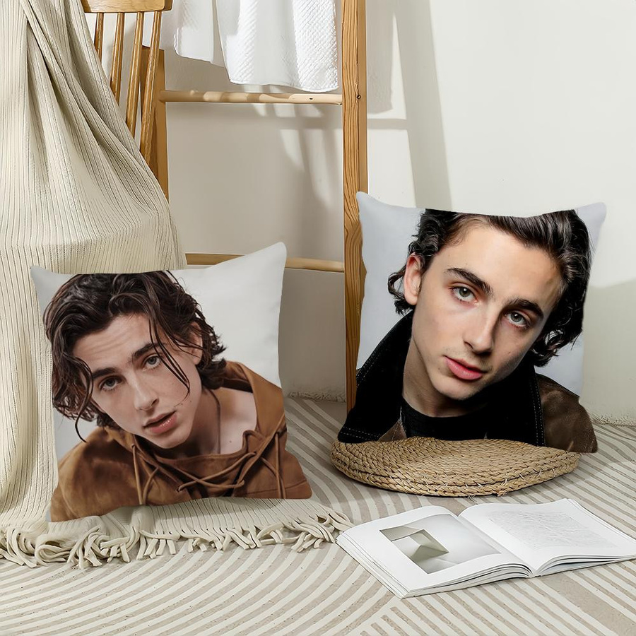 Kissenbezug mit Timothee Chalamet Motiv für Sofa und Schlafzimmer, Peach Skin Material, B/B: 18 x 18 cm - Bild 3