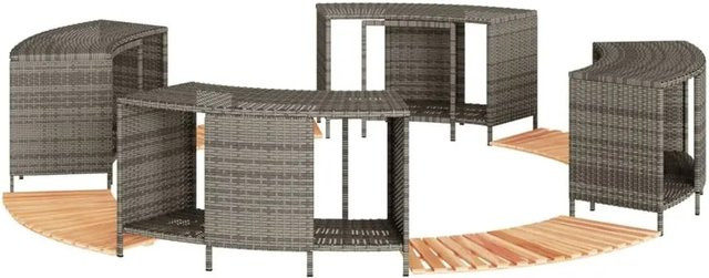 vidaXL Whirlpool-Umrandung aus Polyrattan und Akazienmassivholz in Grau - Bild 1