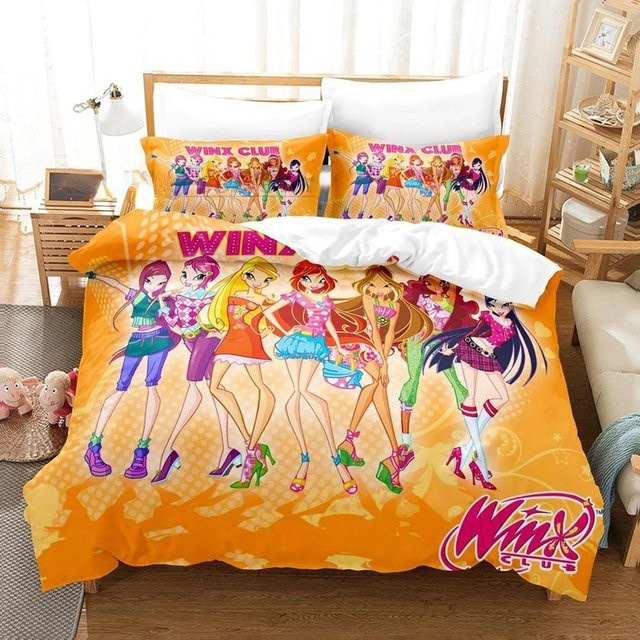 Winx Bettwäsche-Set mit 3D-Anime-Print, Mikrofaser, Mehrfarbig, B/H: 210 x 210 cm - Bild 1
