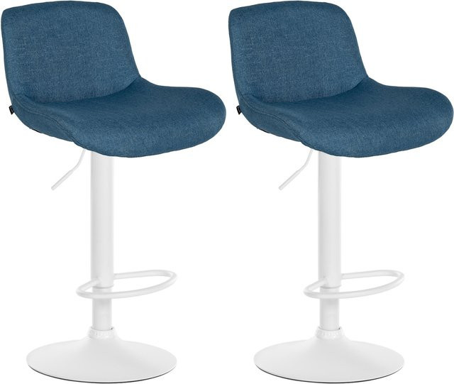 CLP 2er Set Barhocker Solon Weiß, höhenverstellbare und drehbare Barstühle mit Rückenlehne aus Samt oder Stoff in modernem Design - Bild 1
