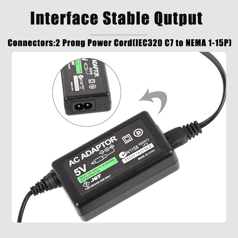 Sony AC-Ladegerät Adapter für PSP 1000 2000 3000 Serie, Netzteil Ladekabel in Schwarz, kompatibel mit PlayStation - Bild 4