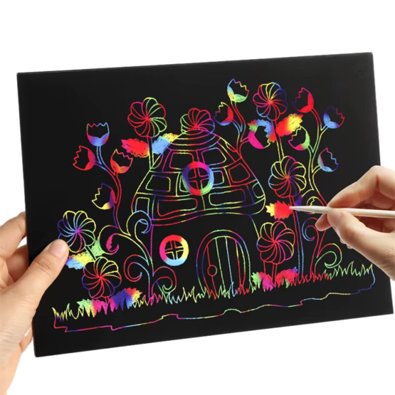 TMZ Regenbogen Kratzpapier Buntes Multifunktions-Kratzmalerei DIY Rubbelpapier für die Schule - Bild 4