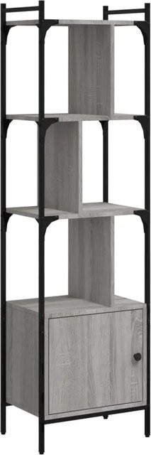vidaXL Bücherregal in Grau mit geometrischem Design, Wandmontage, B/T/H: 44,5 x 15,0 x 154,5 cm - Bild 1