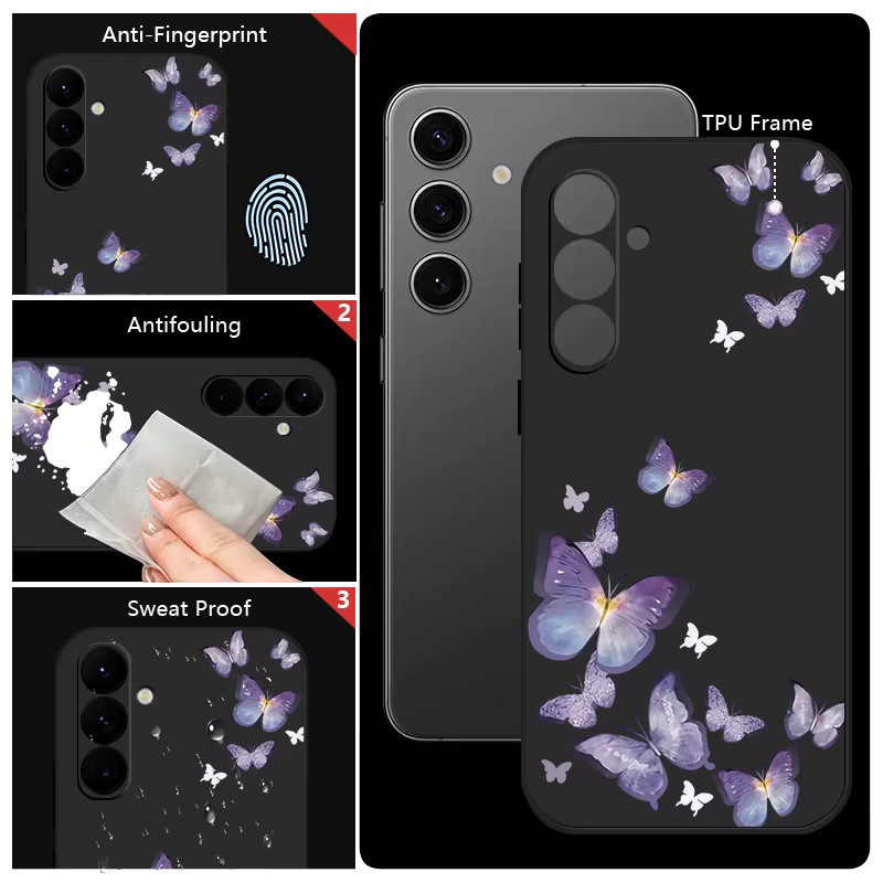 Lila Schmetterling Lanyard Handyhülle aus weichem TPU für Samsung Galaxy S26 S25 S24 S23 Ultra S23 FE A57 A17 A55 A56 A37 A26 A15 A16 5G - Bild 3