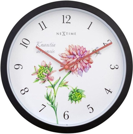 Nextime Wanduhr Knautia Schwarz aus Kunststoff, runde Analog-Uhr für Innen und Außen, Durchmesser: 30,5 cm