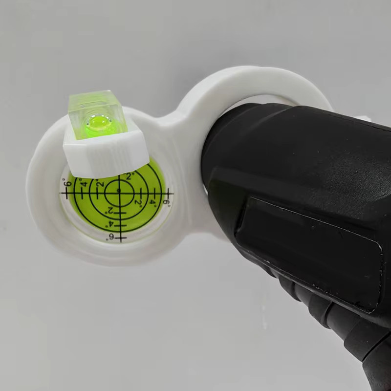 SXH Bohr-Nivellierer-Aufsatz mit Wasserwaage für Elektrowerkzeuge zur horizontalen und vertikalen Bohrpositionierung in Weiß - Bild 2