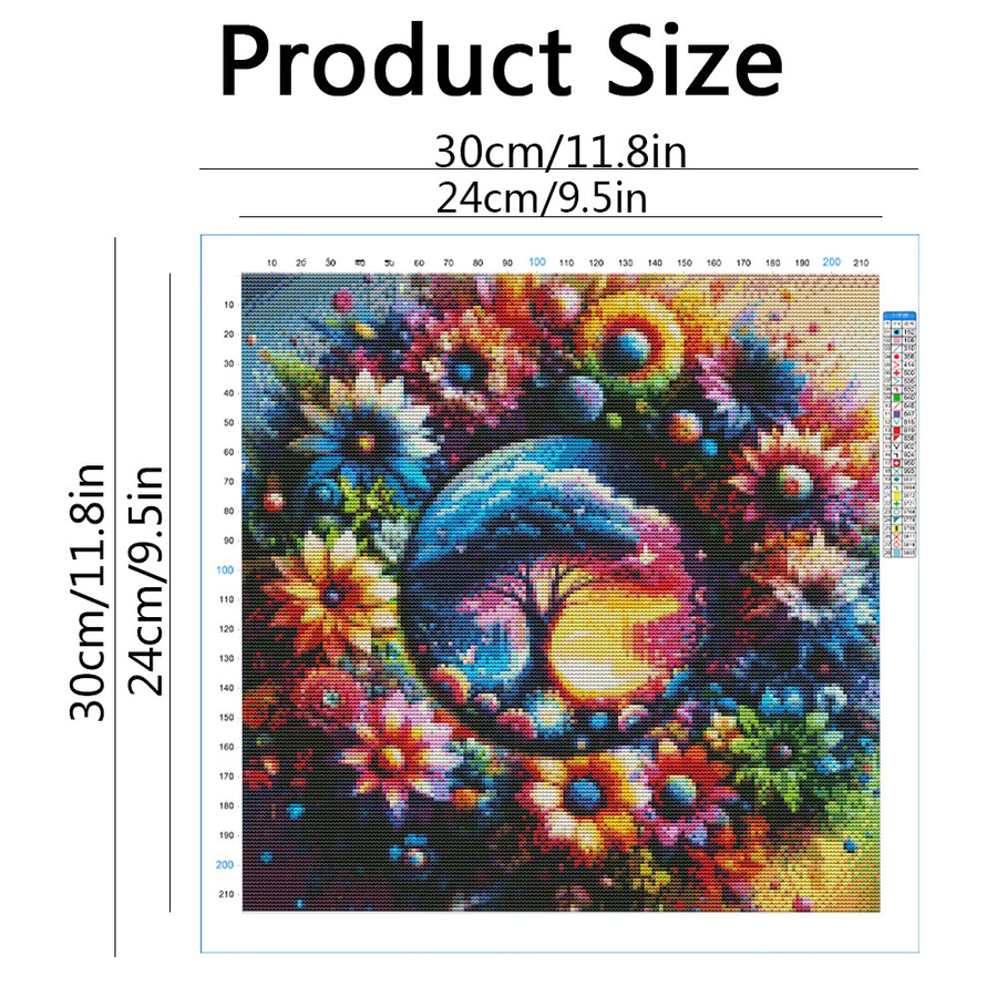 Evershine Kreuzstich-Set Landschaft und Blumenbild mit Stickerei-Zubehör, Mehrfarbig - Bild 2