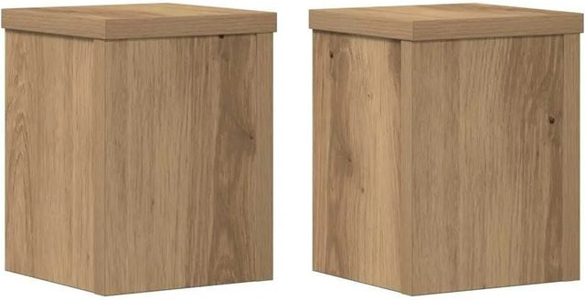 vidaXL Pflanzenständer 2er Set aus Holzwerkstoff in Artisan-Eiche, Farbe: Braun, B/T/H: 15 x 15 x 20 cm - Bild 1