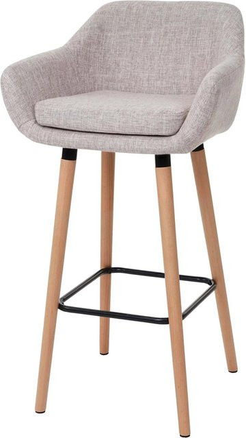 PROREGAL Barhocker Oslo mit Lehne in Grau, skandinavischer Design-Barstuhl mit Textilsitz und Buchenholz, Sitzhöhe: 79 cm - Bild 1