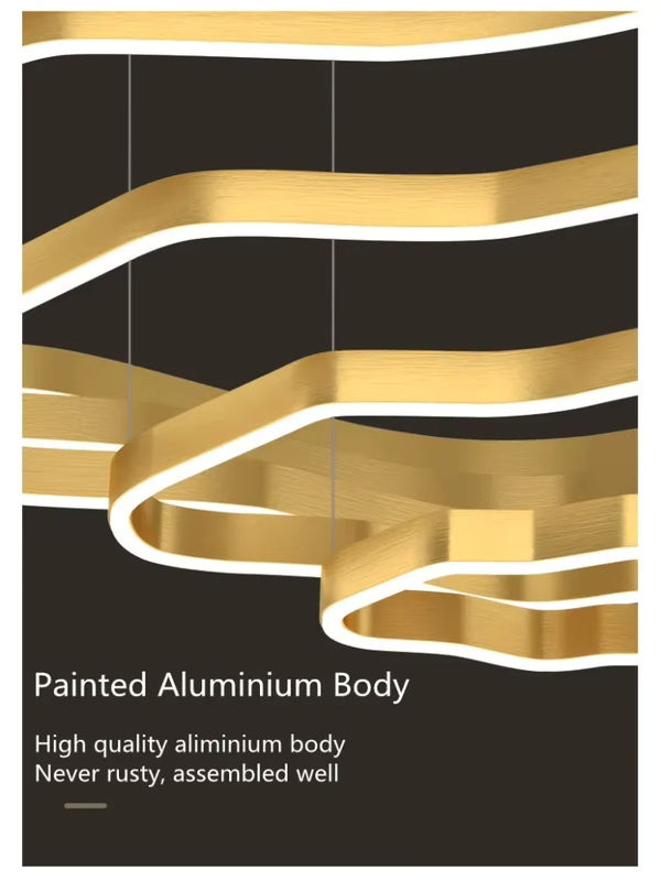 Xiuxiu Moderne LED Pendelleuchte Circular Ring in Gold und Kaffee aus Aluminium und Messing für Wohnzimmer und Restaurant - Bild 3