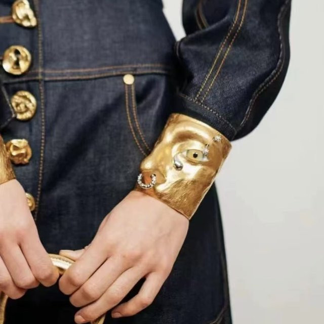 Nunqiao Armband Manschette, Metall, Gold, Vintage, Damen - Bild 1