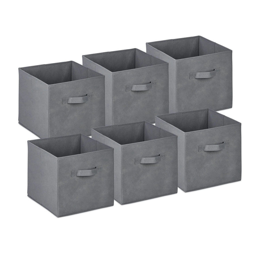 Relaxdays Aufbewahrungsboxen im 6er Set aus Stoff, Hellgrau, faltbar, B/T/H: 28,0 x 26,5 x 28,0 cm - Bild 2